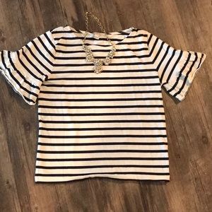 J. Crew Striped Bell Sleeve Top